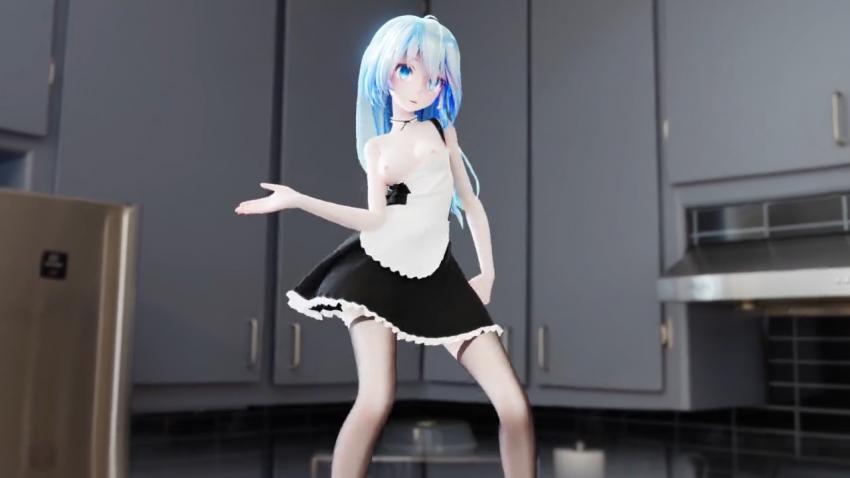 MMD极品黑丝女仆Miku！风骚宅舞狂扭淫臀！巨乳乱颤跪求内射！