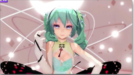 MMD！绿发极品嫩妹骚舞诱惑！淫穴被异种巨物深喉中出！